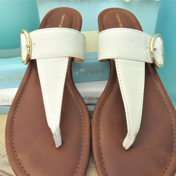 Cream White Sandals Off White Tommy Hilfiger Summer Shoes...425 - Picture 2 of 9